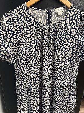 J. Crew Navy and White Leopard Print Short Sleeve Tunic